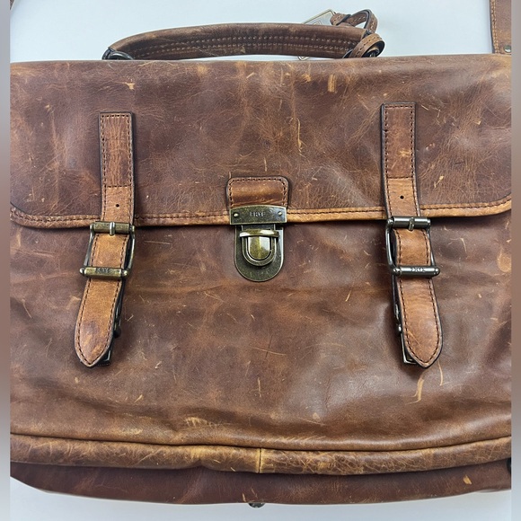 Frye Brown Leather Logan Buckle Top Handle Messenger Bag N270-1 - Picture 4 of 15
